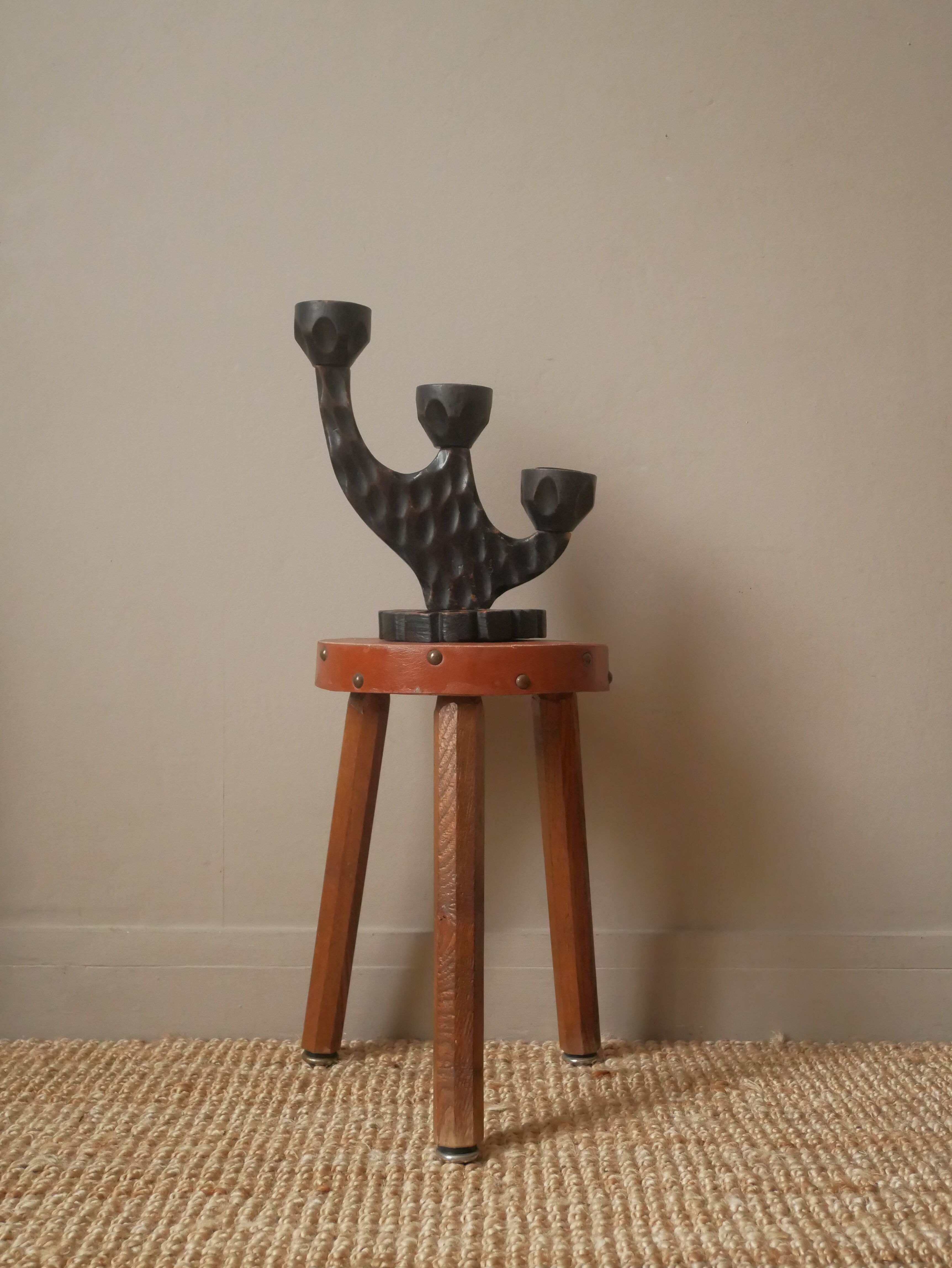 Vintage wooden candle holder