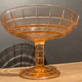 cut on vintage pedestal in tinted crystalline glass signed Vercapel