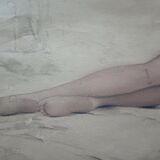 Lithographie femme, nu