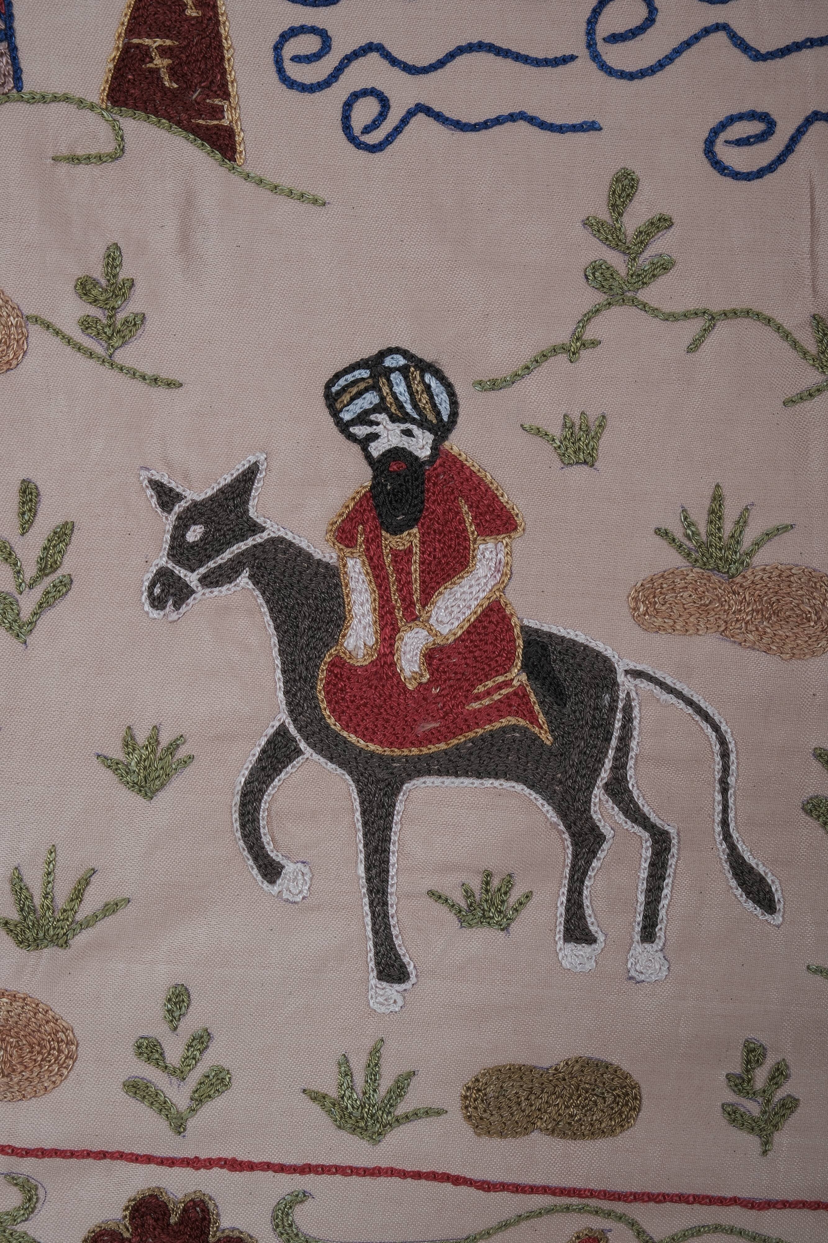 Hand knotted rug, vintage turkish rug 54x193 cm