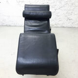 Le Corbusier black leather LC4 armchair - Cassina - Vintage