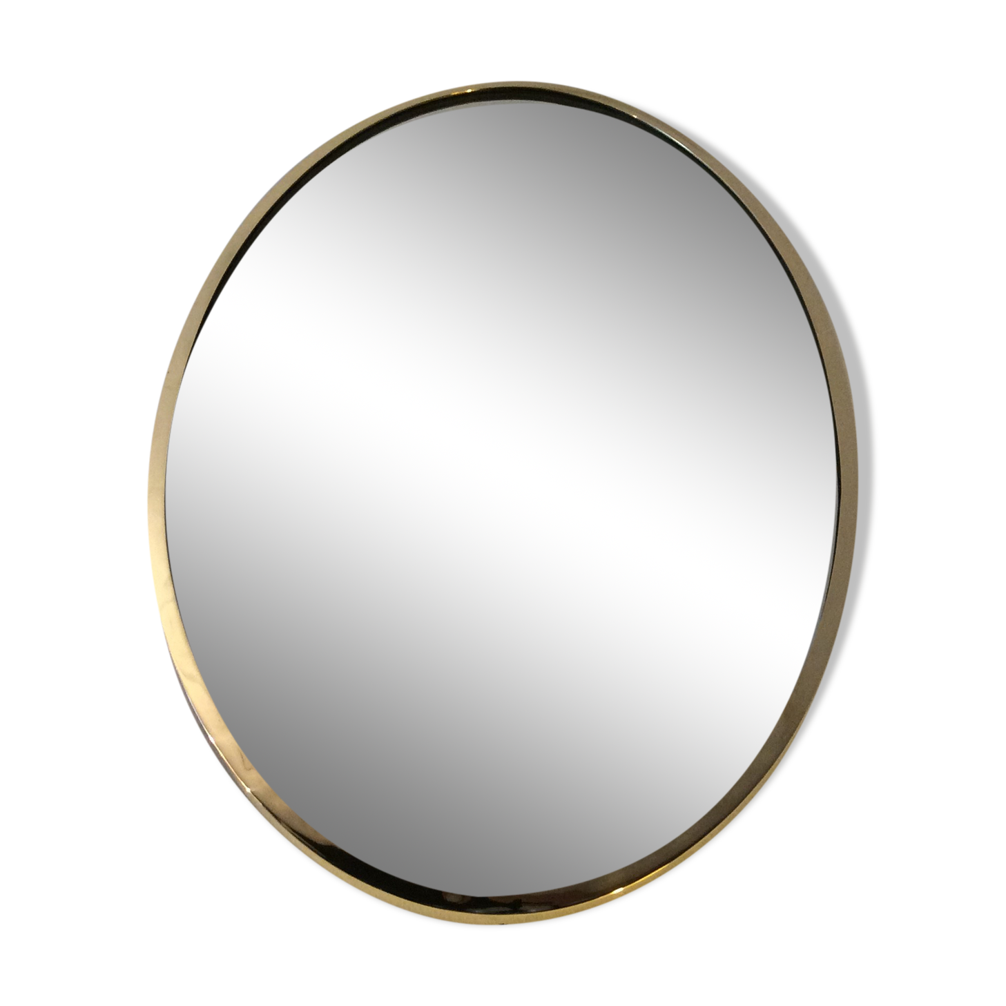 Belgo Chrom oval mirror from the 70s in solid brass