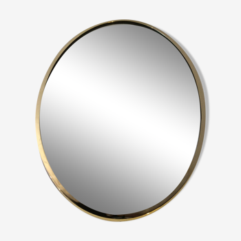Miroir ovale Belgo Chrom des années 70 en laiton massif