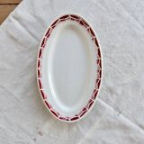 Old Ravier Céranord model Monty – Earthenware with geometric burgundy decoration