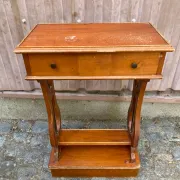 Vintage Wooden Console Table with Lyre Legs — Empire Directoire Style 1960