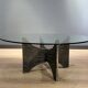 Brutalist coffee table in aluminium and glass