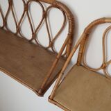 Pair of rattan wall shelves