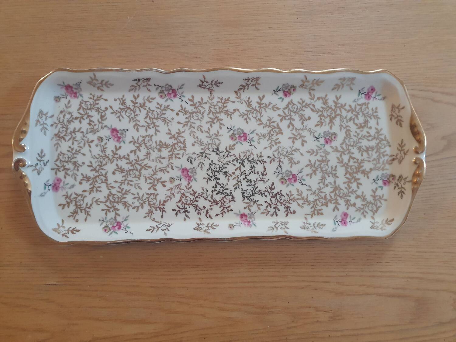 Rectangular dish in vintage Limoges enameled porcelain