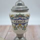 Old carica pharmacy apothecary pot with lid and tin foot