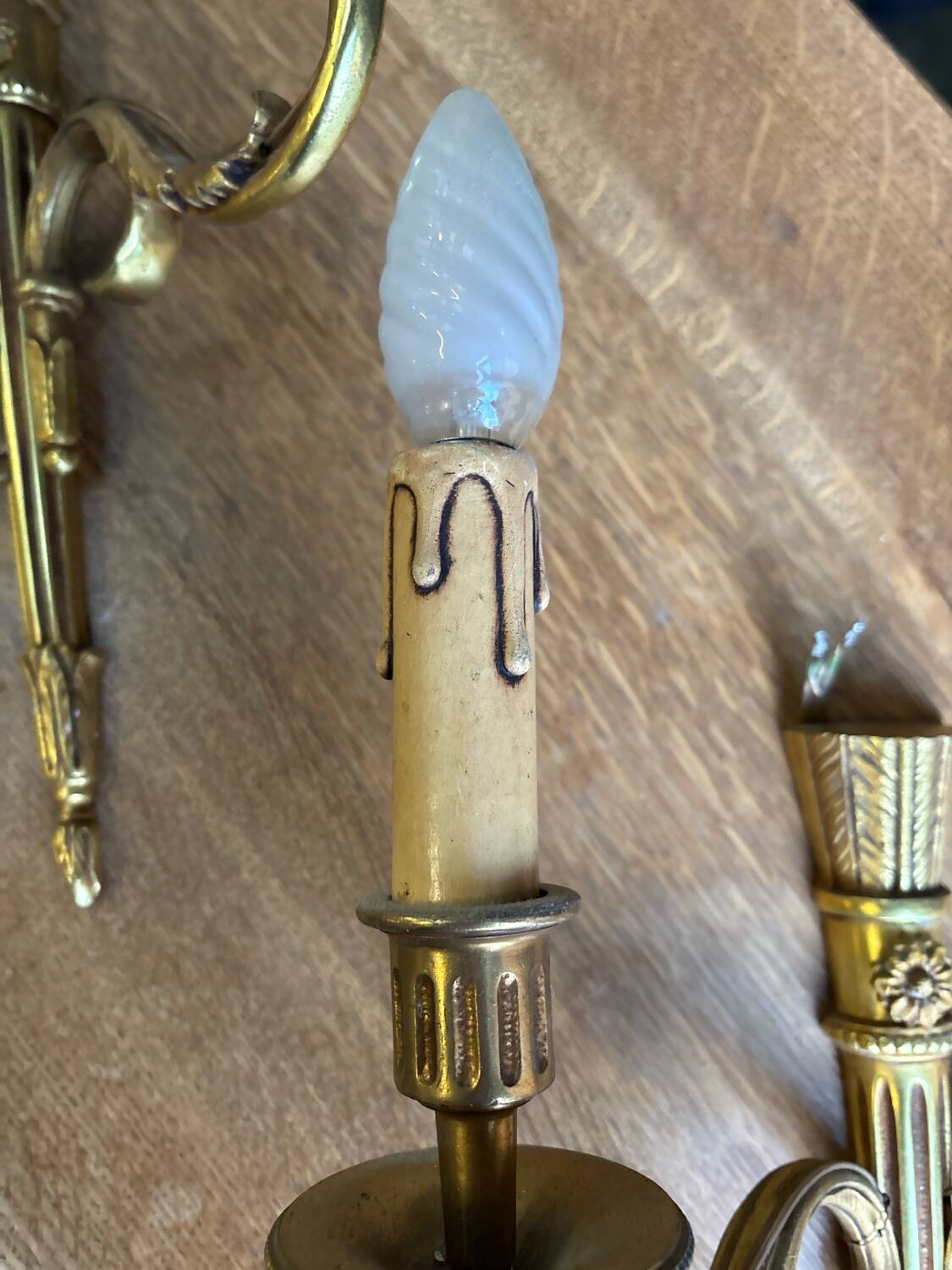 Pair of Louis XVI style bronze wall sconces – 2 arms