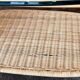 Rattan coffee table, glass top, metal legs, France, 1980
