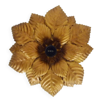 Wall light, ceiling light sun foliage in gold metal, vintage ceiling light. 70s - 80s