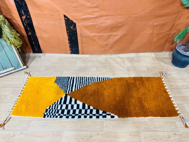Handmade wool runner rug 300cmx70cm