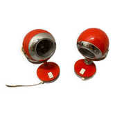 Lampes de table boule à œil italienne rouge années 1970