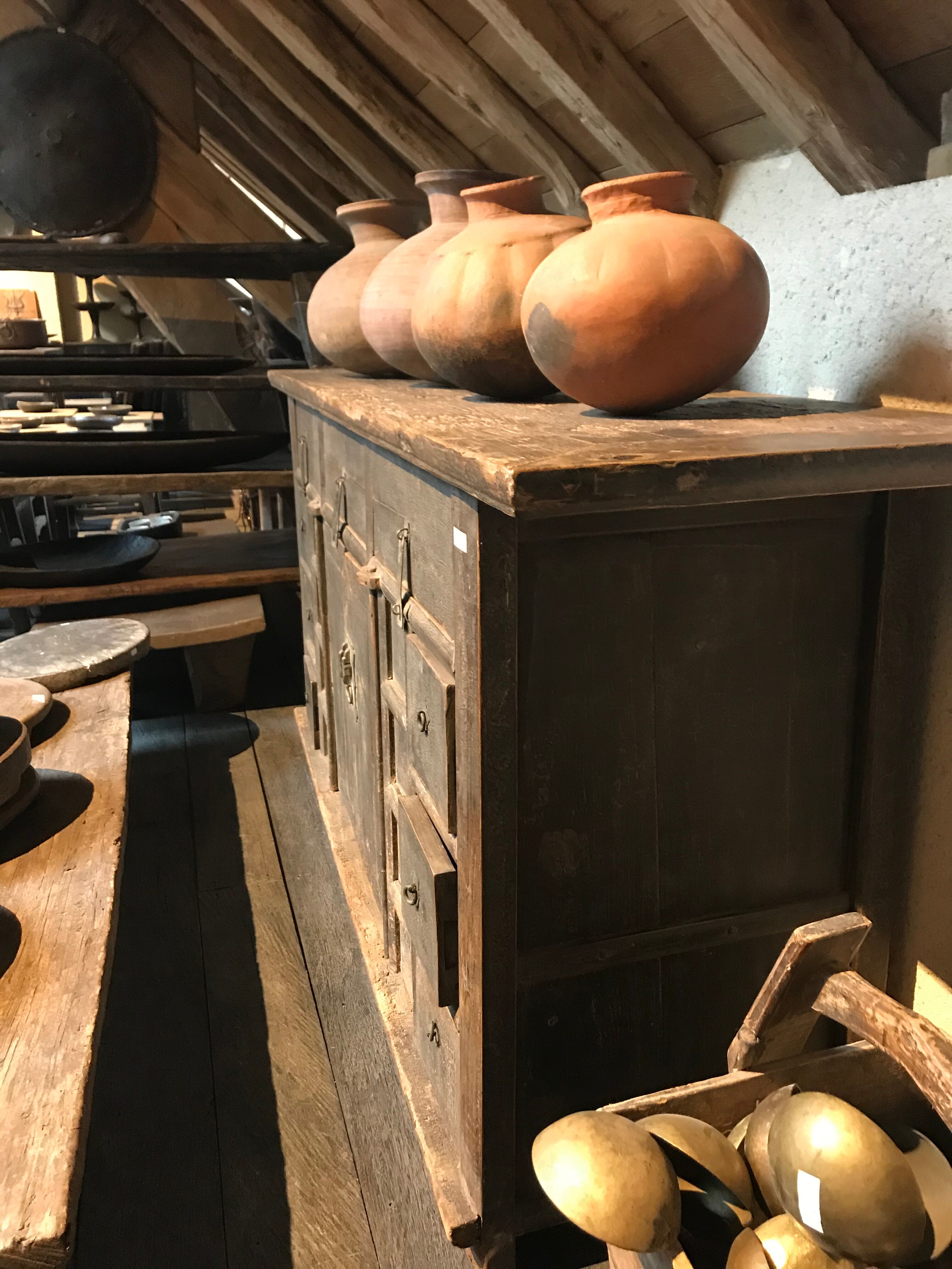 Old black lacquered wooden buffet