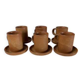Set of 6 vintage stoneware mugs