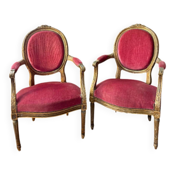 Pair of Louis XVI Medallion Armchairs