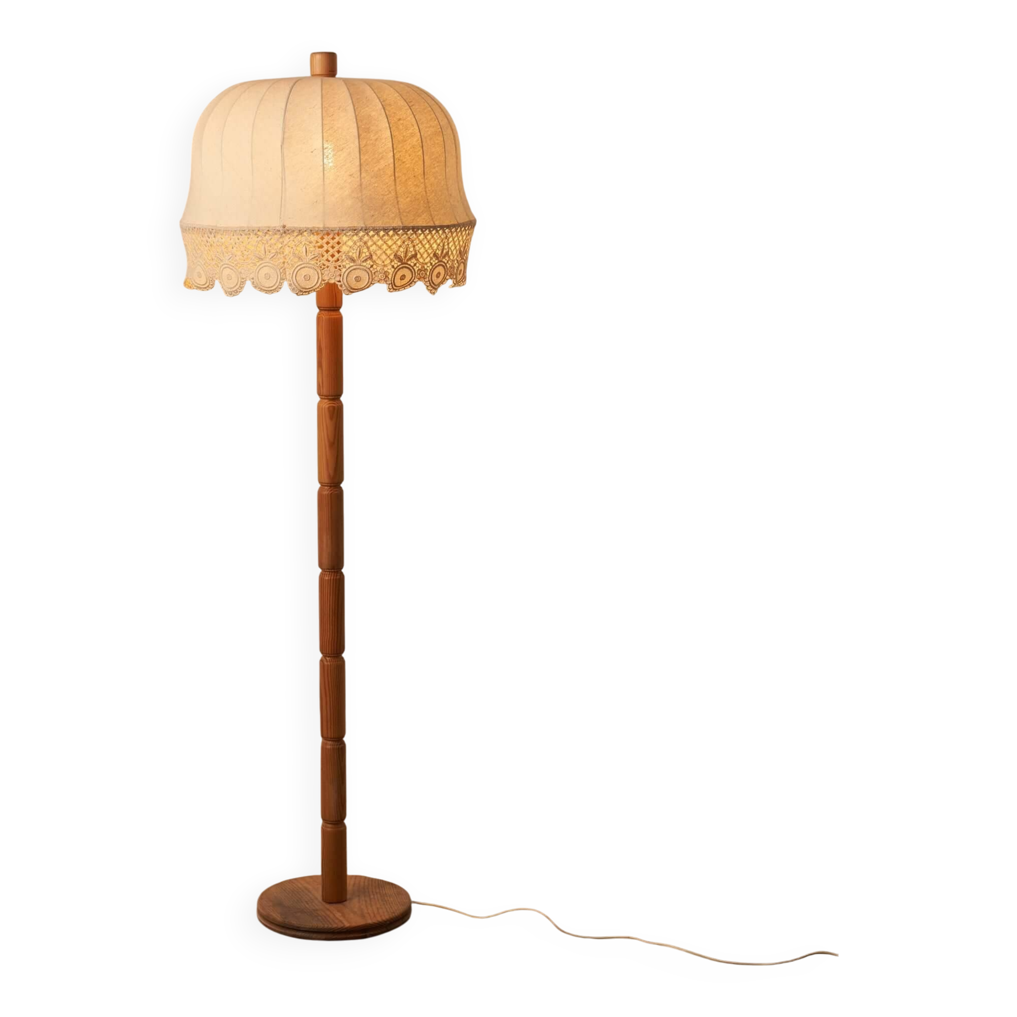 Lampadaire en bois et textile de Suède