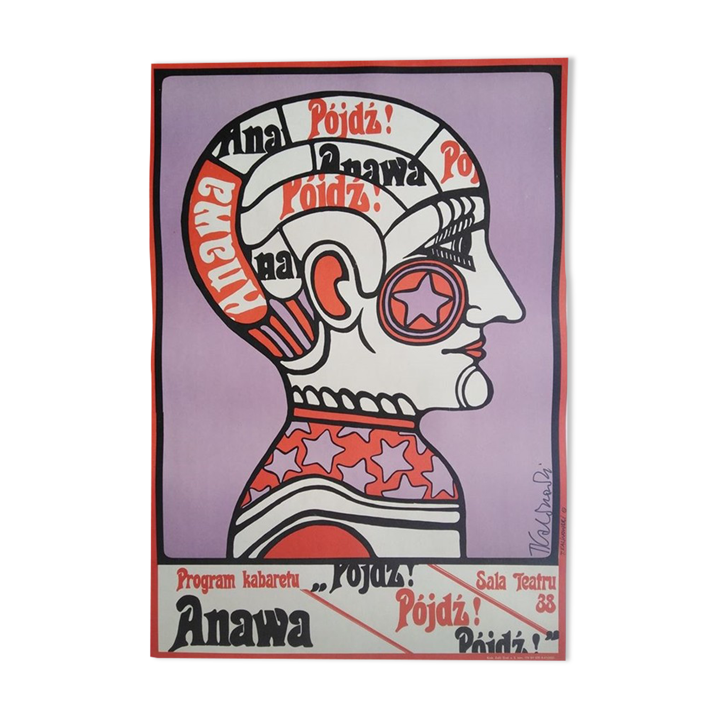 Original Polish theatrical poster from 1969 illustrator Tadeusz Kalinowski