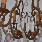 Lustre pampilles doré époque fin XIXème 6 feux