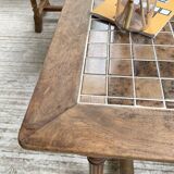 Set de deux tables bistrot en noyer et carrelage 1890