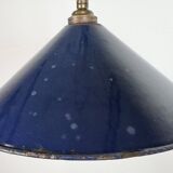 Industrial British Dark Blue Enamel Factory Pendant Lamp, 1950s