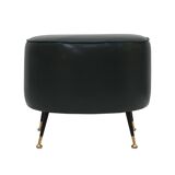 Pair of Italian Footstools in Solid Wood and Green Faux Leather, Italy, 1960s