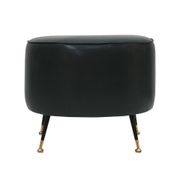 Pair of Italian Footstools in Solid Wood and Green Faux Leather, Italy, 1960s