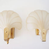 Pair of glass shell sconces