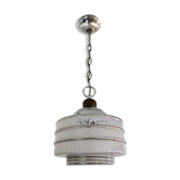 Hanging lamp speckled glass and chrome 1950