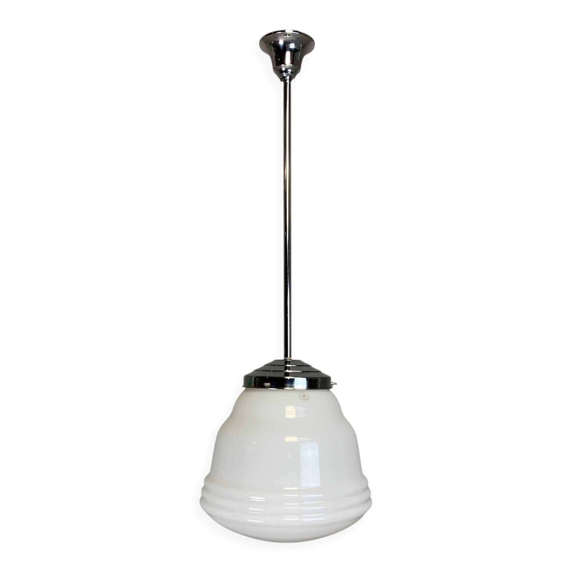 Art Deco suspension with opaline lampshade, Val St Lambert, 1930s