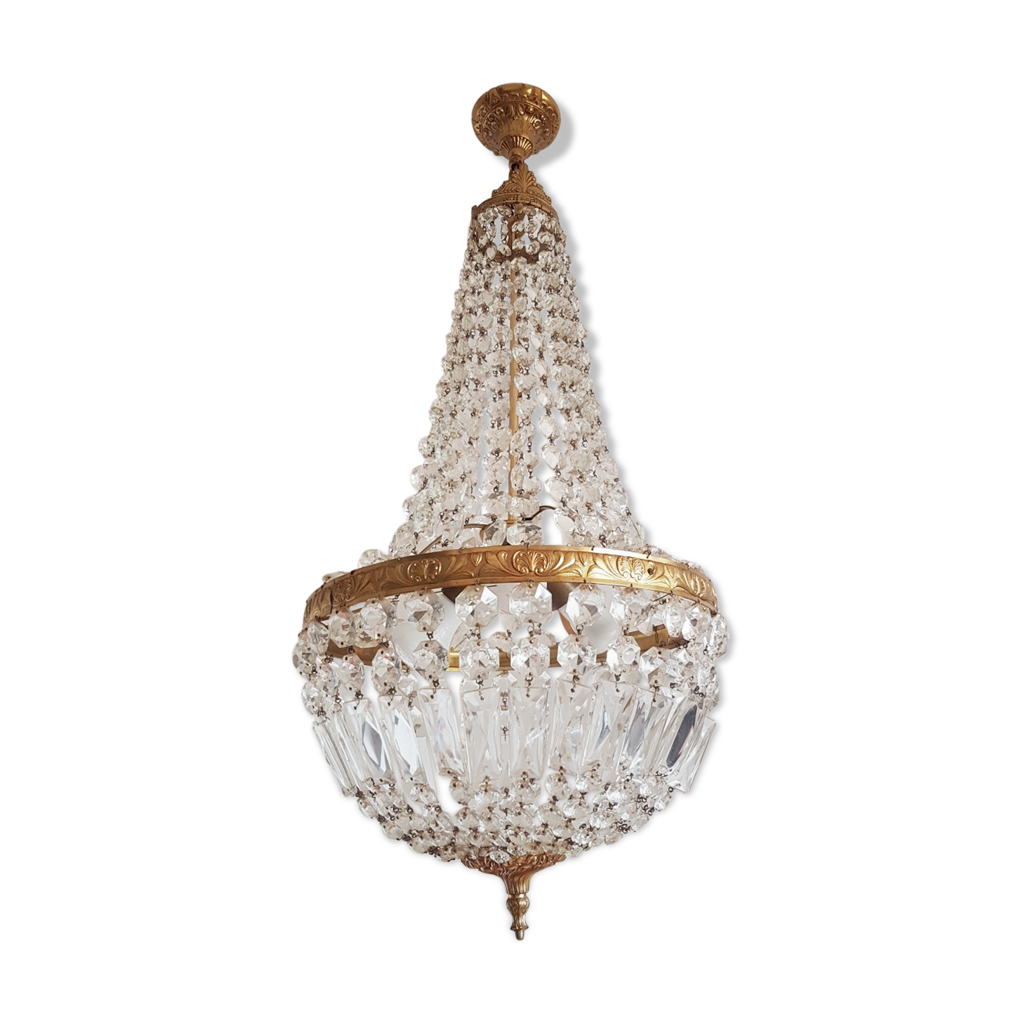Hot air balloon chandelier with stamps
