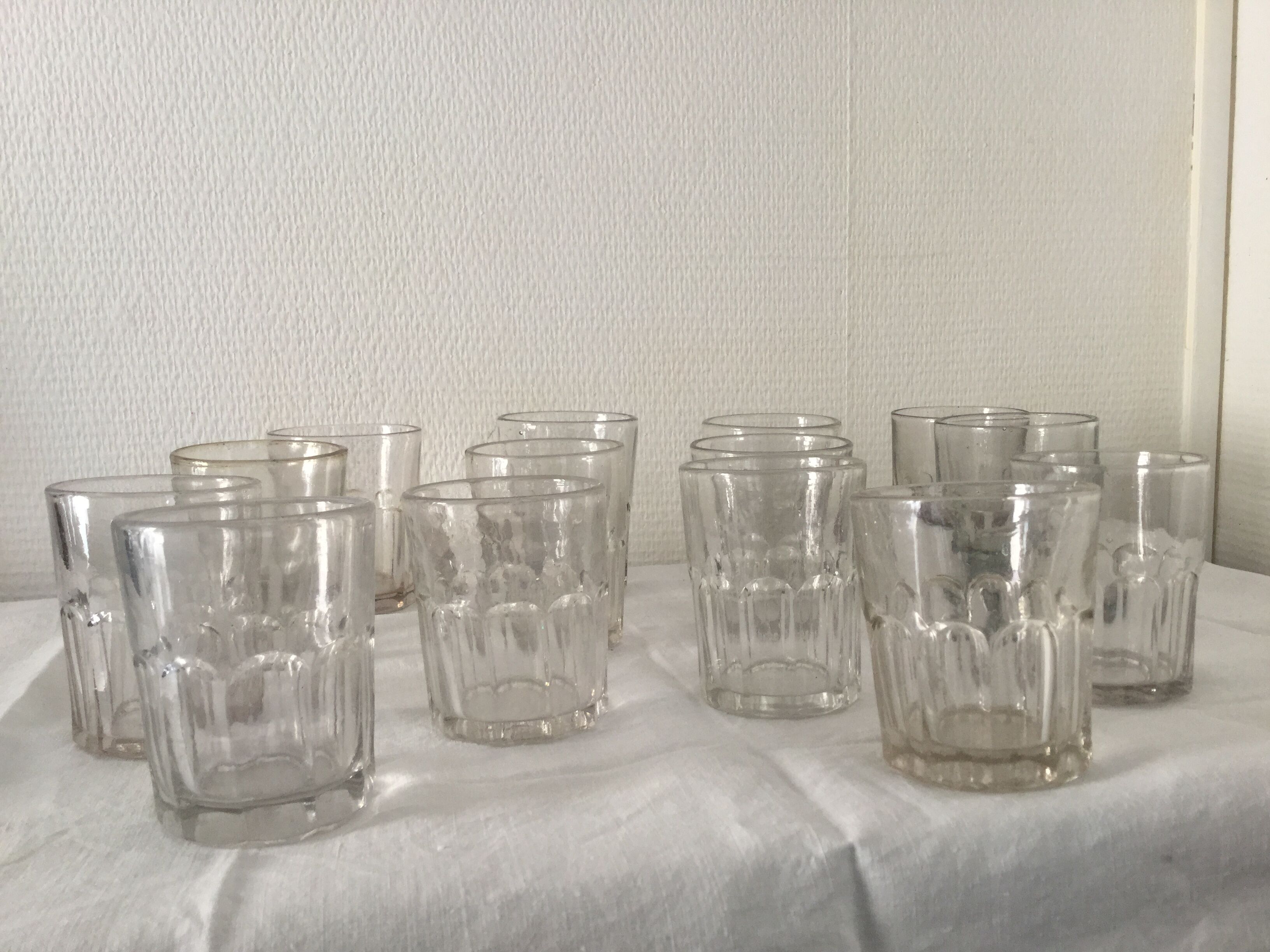 Old ribbed glasses without a foot