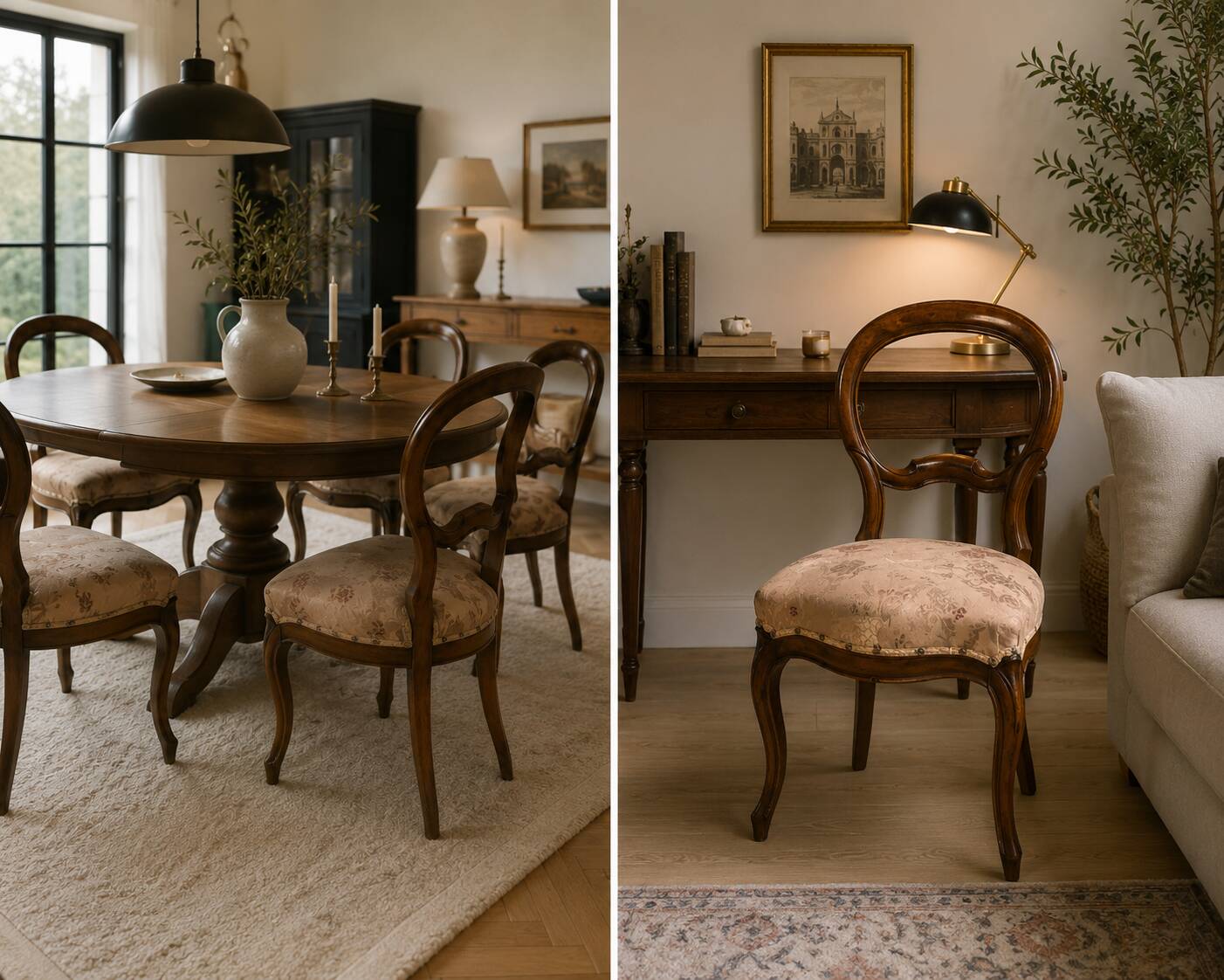 Louis-Philippe medallion chair from the 19th century in solid walnut.