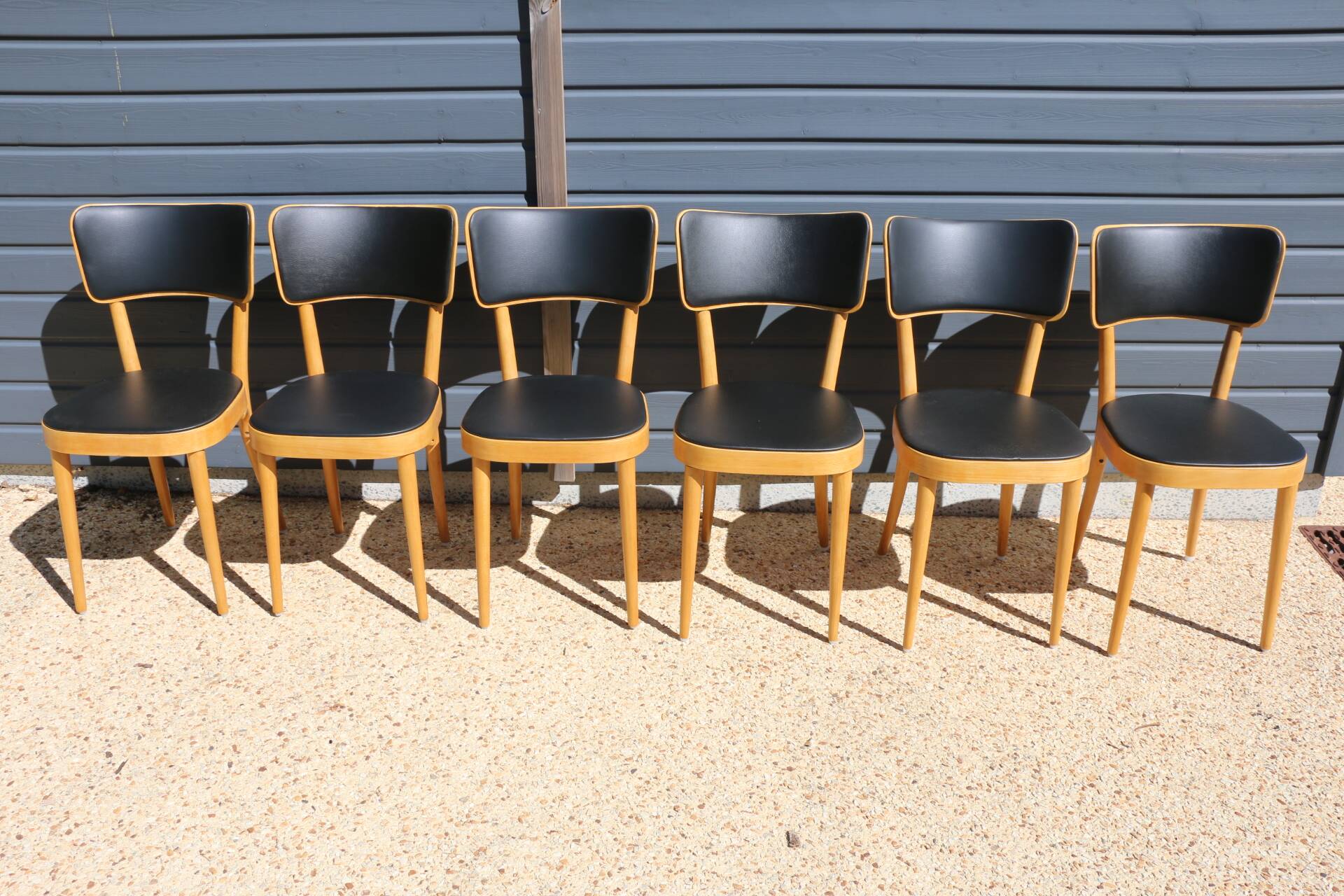 6 chaises baumann n°17 dos large skaï noir