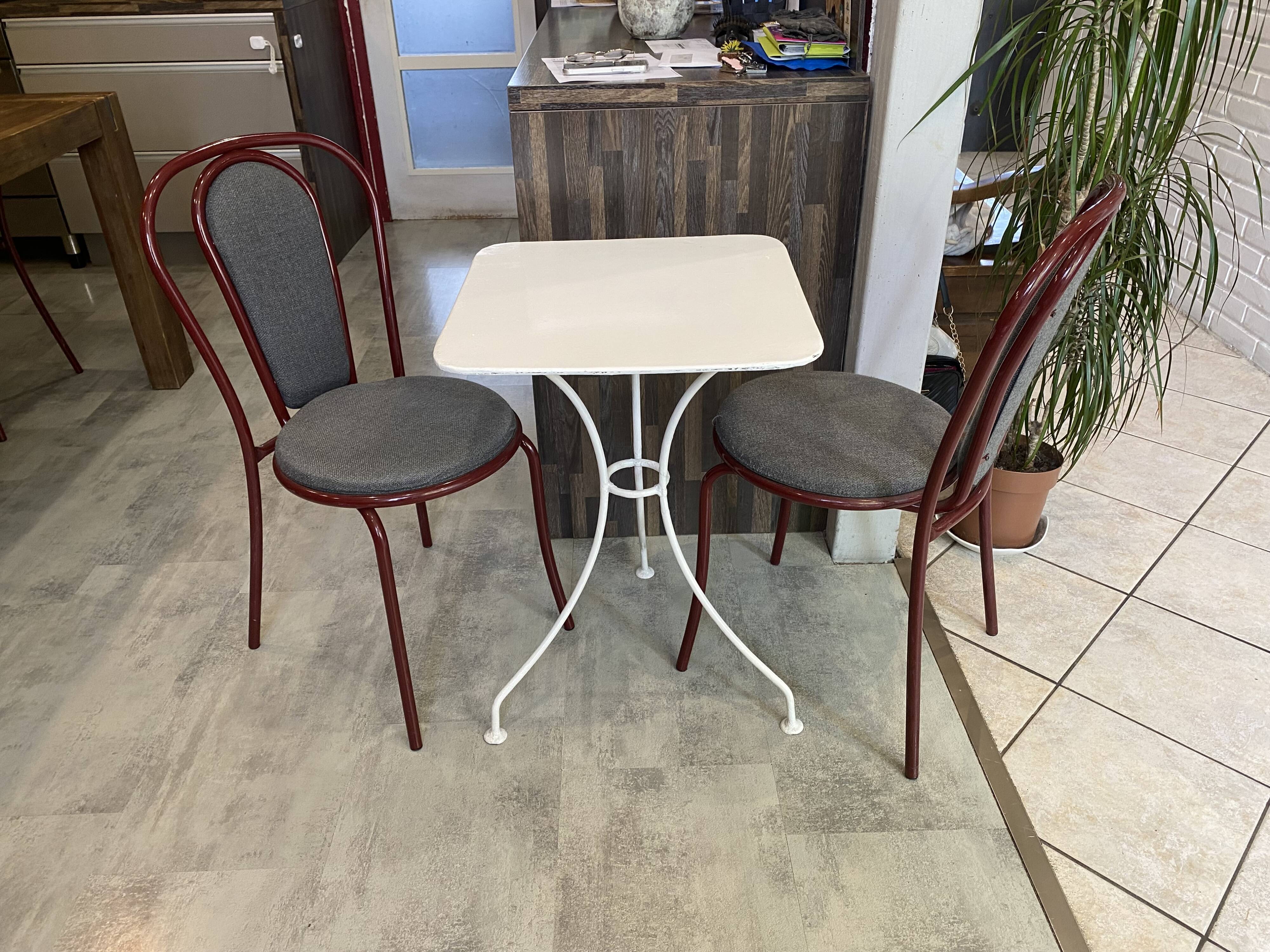 White square bistro table for bar café terrace garden metal 1950 white