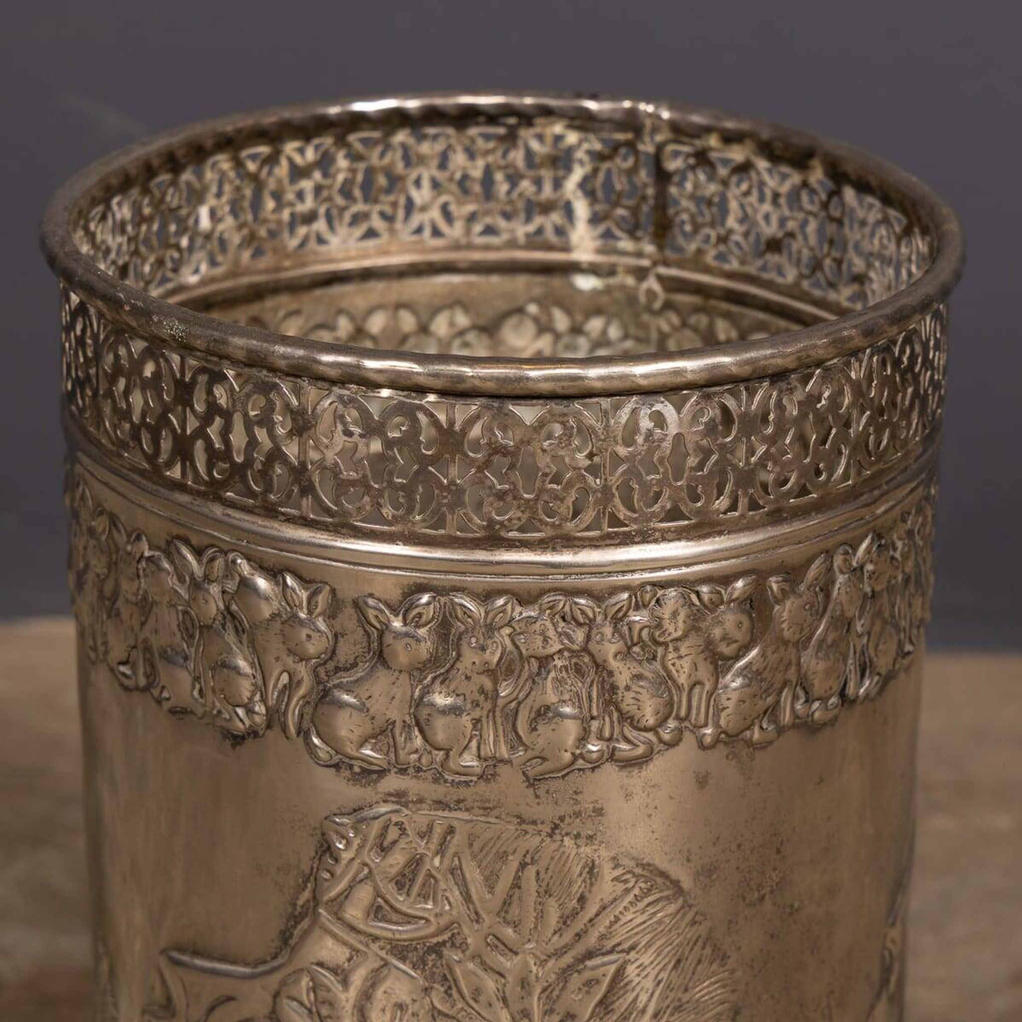 Antique Art Deco Silver Plated Waste Paper Bin c.1920