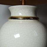 Ivory crackled earthenware lamp, attributed to Le Dauphin, 1980s-90s.