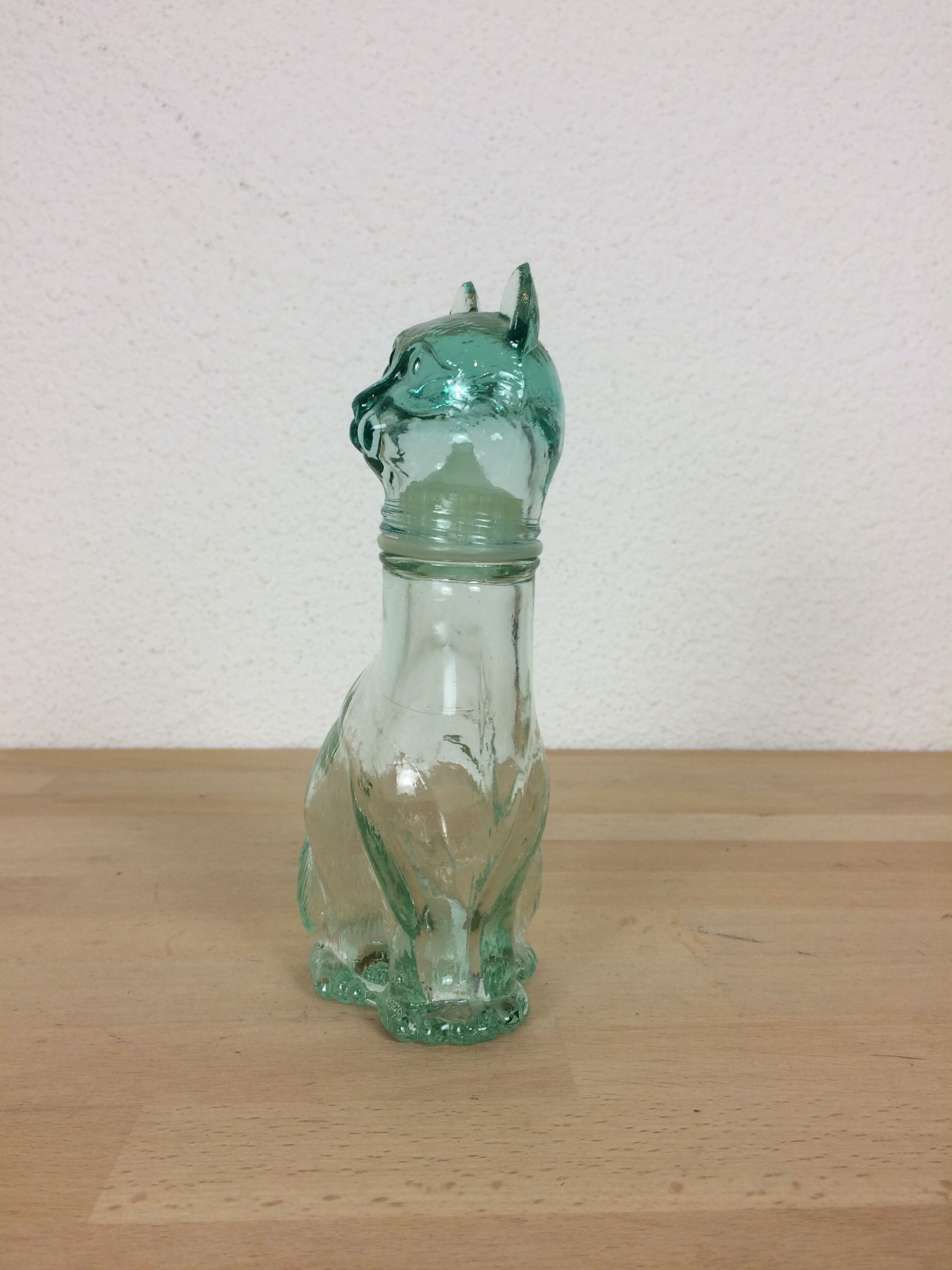 Zoomorphic bottle, glass cat