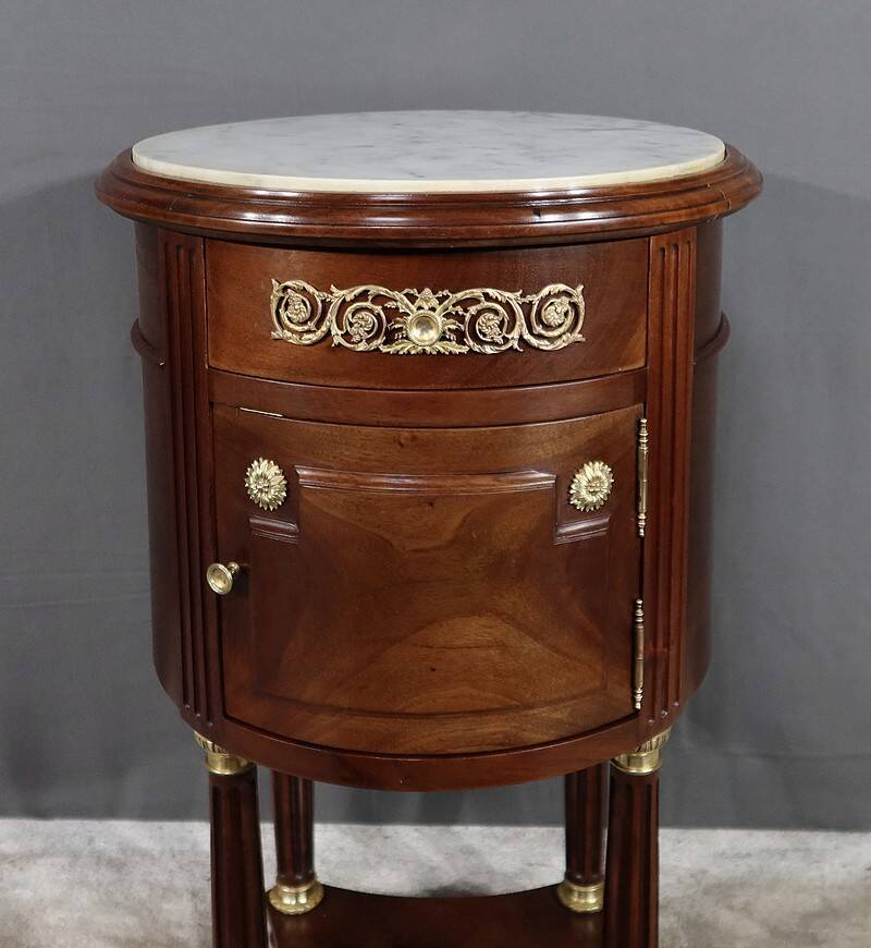 Small Tambour Table in Mahogany, Louis XVI style – Late 19th century
