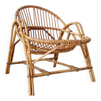 Vintage rattan armchair - adult basket chair from the 1960s