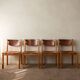 Brutalist Elm and Leather Dining Chairs by Maison Regain, 1970s, Set of 4