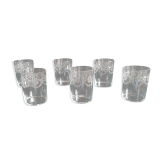 Set 6 engraved glasses