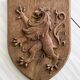 Plaque blason en bois Lion des Flandres.