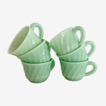 Set of 6 vintage green retro coffee cups