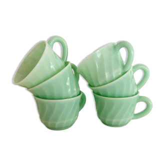 Set of 6 vintage green retro coffee cups