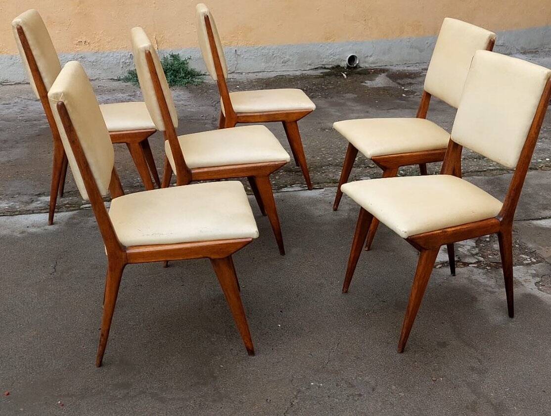 6 wooden chairs in the Italian design of the 19th century, Carlo de Carli
