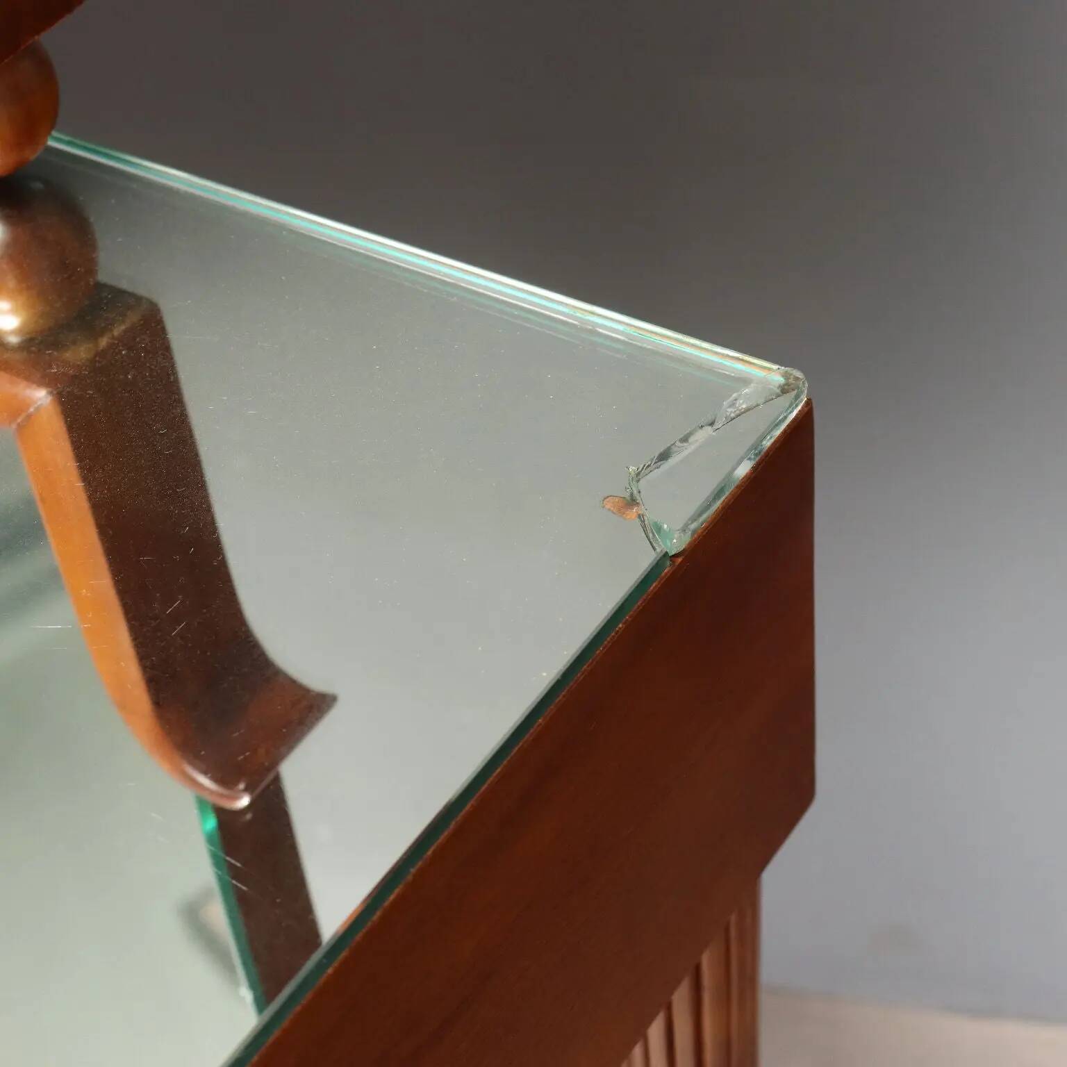 Coiffeuse vintage en acajou teinté avec miroir, Italie, XXe siècle