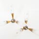 Triple pair of gilded brass and glass 1950