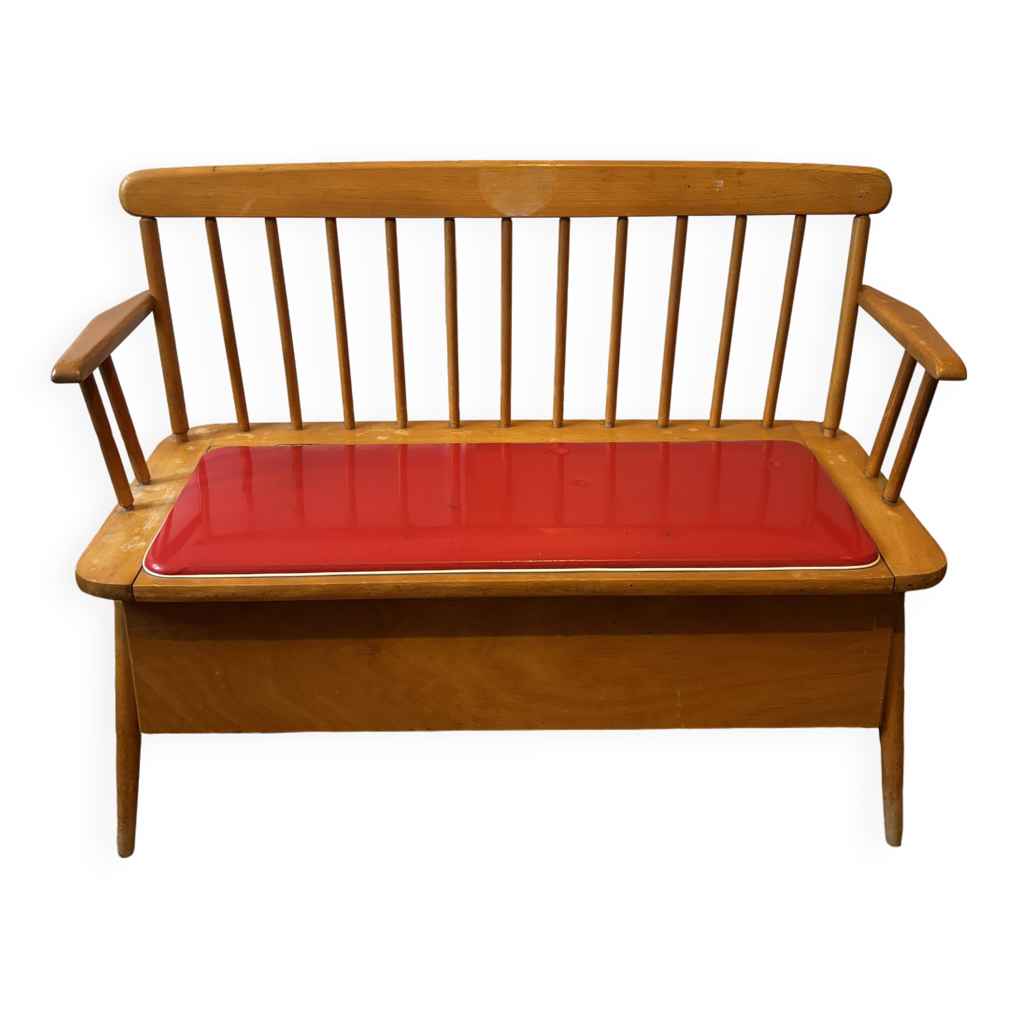 Banc coffre enfant bois 1950 vintage